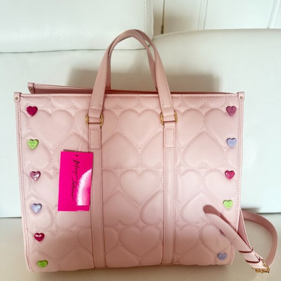 NWT BETSY JOHNSON xomattie Pink Tote Valentines Handbag Sweethearts Candy Hearts - Picture 3 of 7